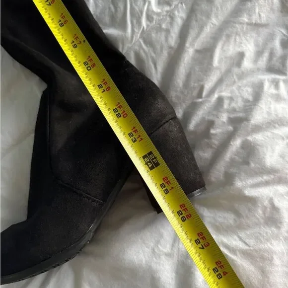 Black Over-the-Knee Heeled Boots with Lace-Up – Size 7 Unbranded - Picture 6 of 12